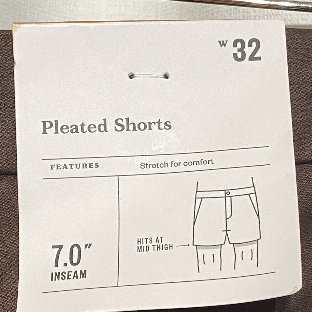 NWT Goodfellow & Co Pleated Chino Shorts Brown Size 32 Men's 7" Inseam - Picture 4 of 6